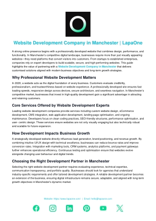 Website Development Company in Manchester | LapaOne