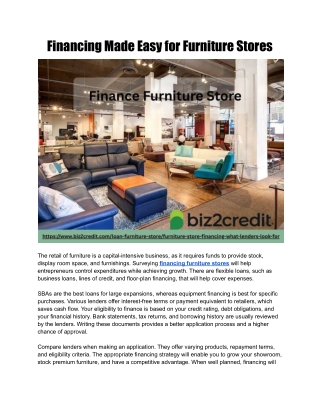 Financing Made Easy for Furniture Stores