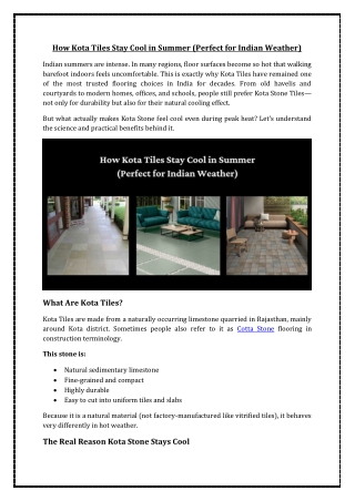 How Kota Tiles Stay Cool in Summer Perfect for Indian Weather