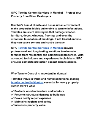 Termite control services in Mumbai