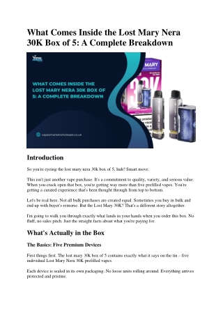 What Comes Inside the Lost Mary Nera 30K Box of 5 A Complete Breakdown