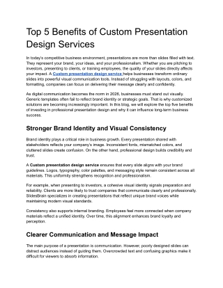 Top 5 Benefits of Custom Presentation Design Services