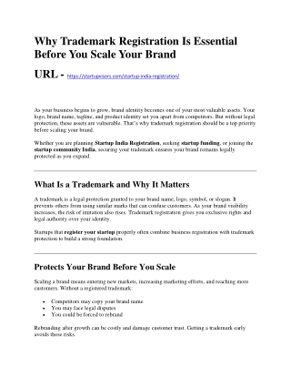 Why Trademark Registration Is Essential Before You Scale Your Brand