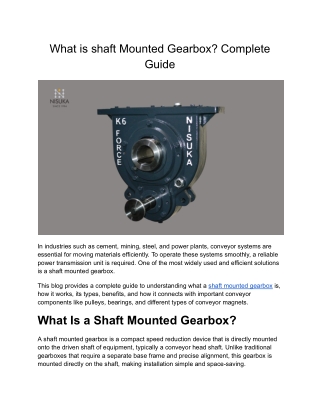 What is shaft Mounted Gearbox_ Complete Guide