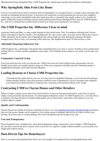 Made Homes Springfield Ohio: UMH Properties Inc. Stands Out Among Clayton Homes