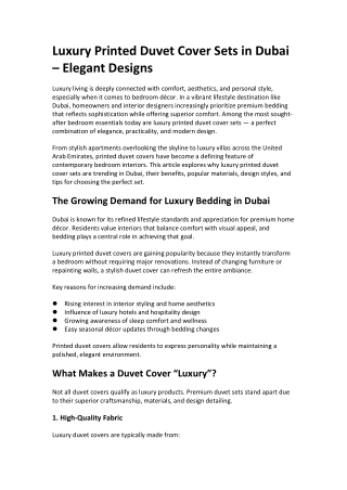 Luxury Printed Duvet Cover Sets in Dubai – Elegant Designs