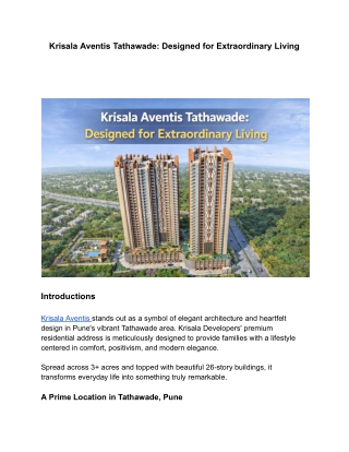 Krisala Aventis Tathawade Luxury 2.25 & 3.25 BHK