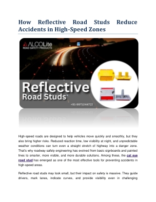 How Reflective Road Studs Reduce Accidents in High-Speed Zones