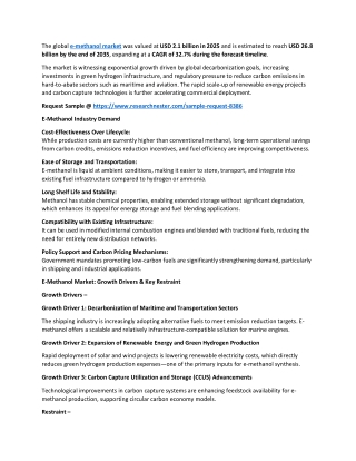 E-Methanol Market Trends, and Industrial Segmentation