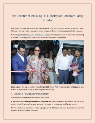 Top Benefits of Installing LED Display for Corporate Lobby in India