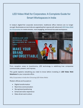 LED Video Wall for Corporates A Complete Guide for Smart Workspaces in India