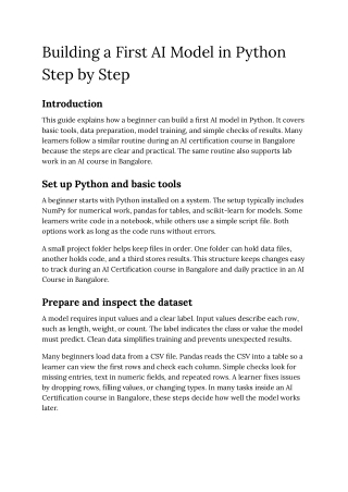 Building a First AI Model in Python Step by Step_Thejas_Blog_AI_Bangalore