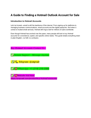 A Guide to Finding a Hotmail Outlook Account for Sale
