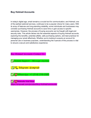 Buy Hotmail Accounts