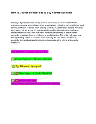 How to Choose the Best Site to Buy Hotmail Accounts