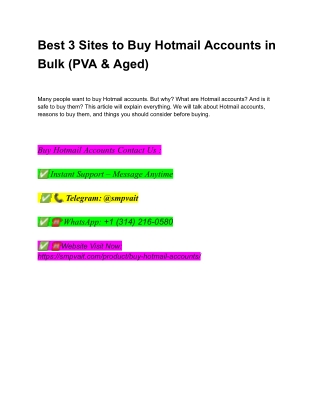 Best 3 Sites to Buy Hotmail Accounts in Bulk (PVA & Aged)