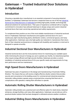 industrial sectional door manufacturers in Hyderabad