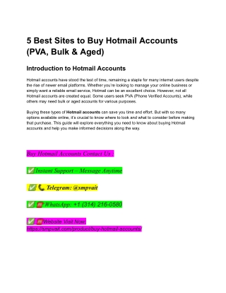 5 Best Sites to Buy Hotmail Accounts (PVA, Bulk & Aged)