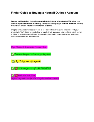 Finder Guide to Buying a Hotmail Outlook Account