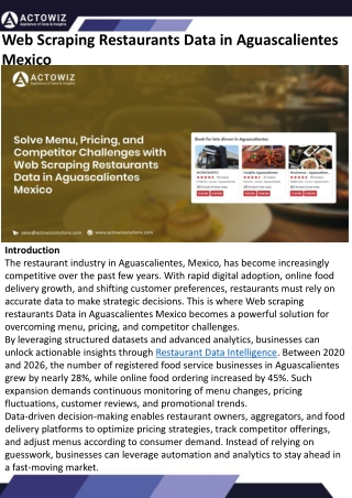 Web Scraping Restaurants Data in Aguascalientes Mexico