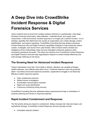 A Deep Dive into CrowdStrike Incident Response & Digital Forensics Services