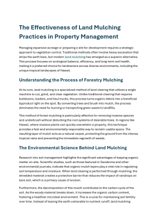 The Effectiveness of Land Mulching Practices in Property Management