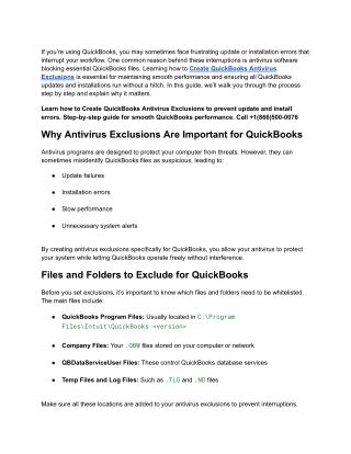 Create QuickBooks Antivirus Exclusions to Avoid Update & Install Errors
