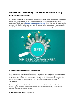 Seo marketing companies usa