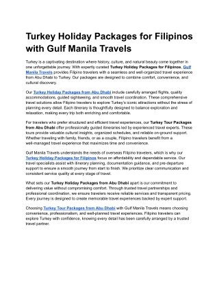 Premium Turkey Holiday Packages from Abu Dhabi