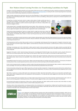 How Modern School Catering Providers Are Transforming Lunchtimes for Pupils