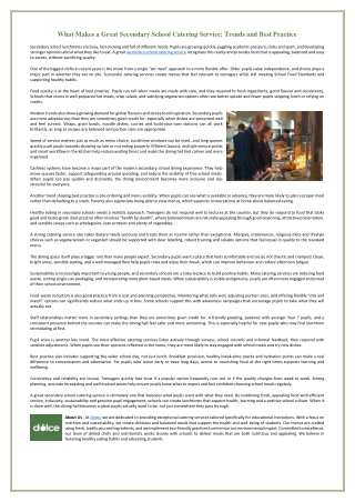 What Makes a Great Secondary School Catering Service - Trends and Best Practice