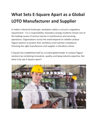 What Sets E-Square Apart as a Global LOTO Manufacturer and Supplier