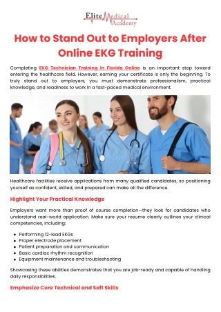 How to Stand Out to Employers After Online EKG Training