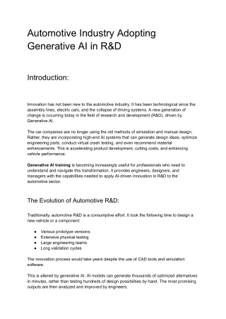 Automotive Industry Adopting Generative AI in R&D