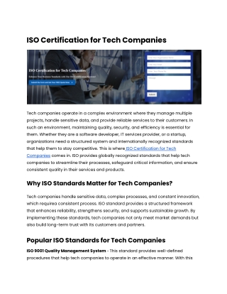 ISO Certification for Tech Companies