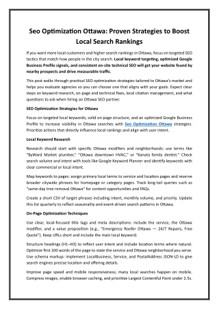 Seo Optimization Ottawa Proven Strategies to Boost Local Search Rankings