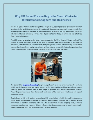 Why UK Parcel Forwarding Is the Smart Choice for International Shoppers and Busi