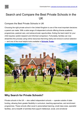 Search and Compare the Best Private Schools in the UK