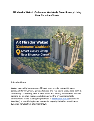 AR Mirador Wakad | spacious 2 & 3 BHK homes