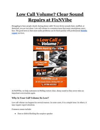 Low Call Volume_ Clear Sound Repairs at FixNVibe