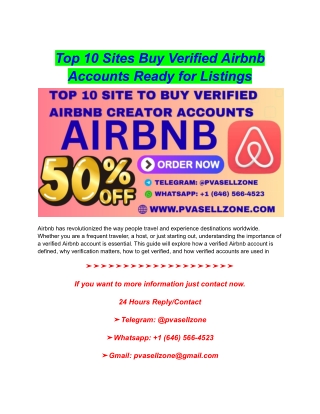 Top 10 Sites Buy Verified Airbnb Accounts Ready for Listings