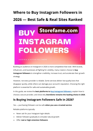 Where to Buy Instagram Followers in 2026 - Best Safe & Real Sites Ranked