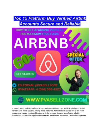 Top 15 Platform Buy Verified Airbnb Accounts Secure and Reliable