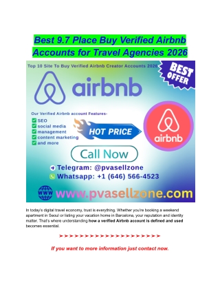 Best 9.7 Place Buy Verified Airbnb Accounts for Travel Agencies 2026