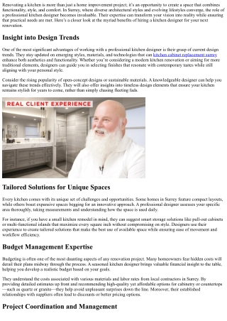 The Benefits of Hiring a Professional Kitchen Designer in Surrey