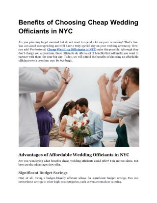 Benefits of Choosing Cheap Wedding Officiants in NYC