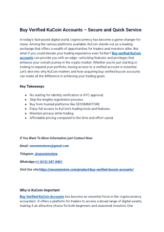 Buy Verified KuCoin Account Secure &amp; Fast Are you looking to With Btc Enable