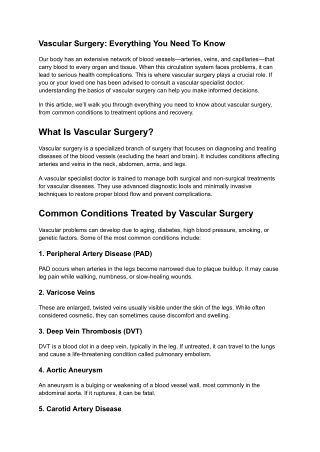 Vascular Surgery: Everything You Need To Know