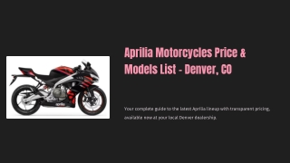 Aprilia Motorcycles Price & Models List – Denver, CO
