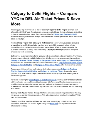 Book Cheap Calgary to Delhi Flights Now